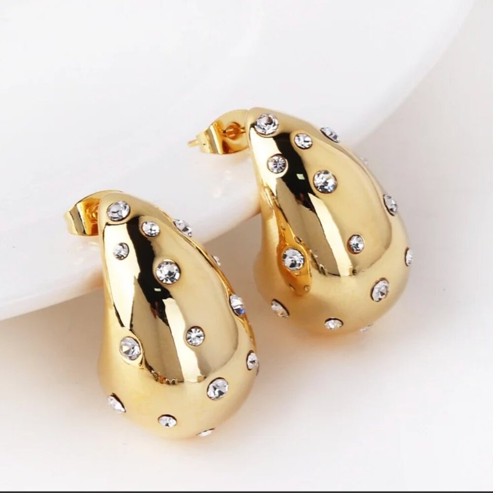 18K gold-plated water droplet earrings